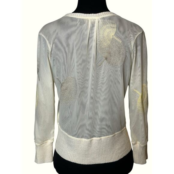 Nic + Zoe Cream Floral Embroidered Button up Sweater size Small - Picture 12 of 16